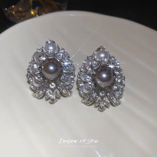 Vintage-Inspired Baroque Pearl & Crystal Cluster Earrings