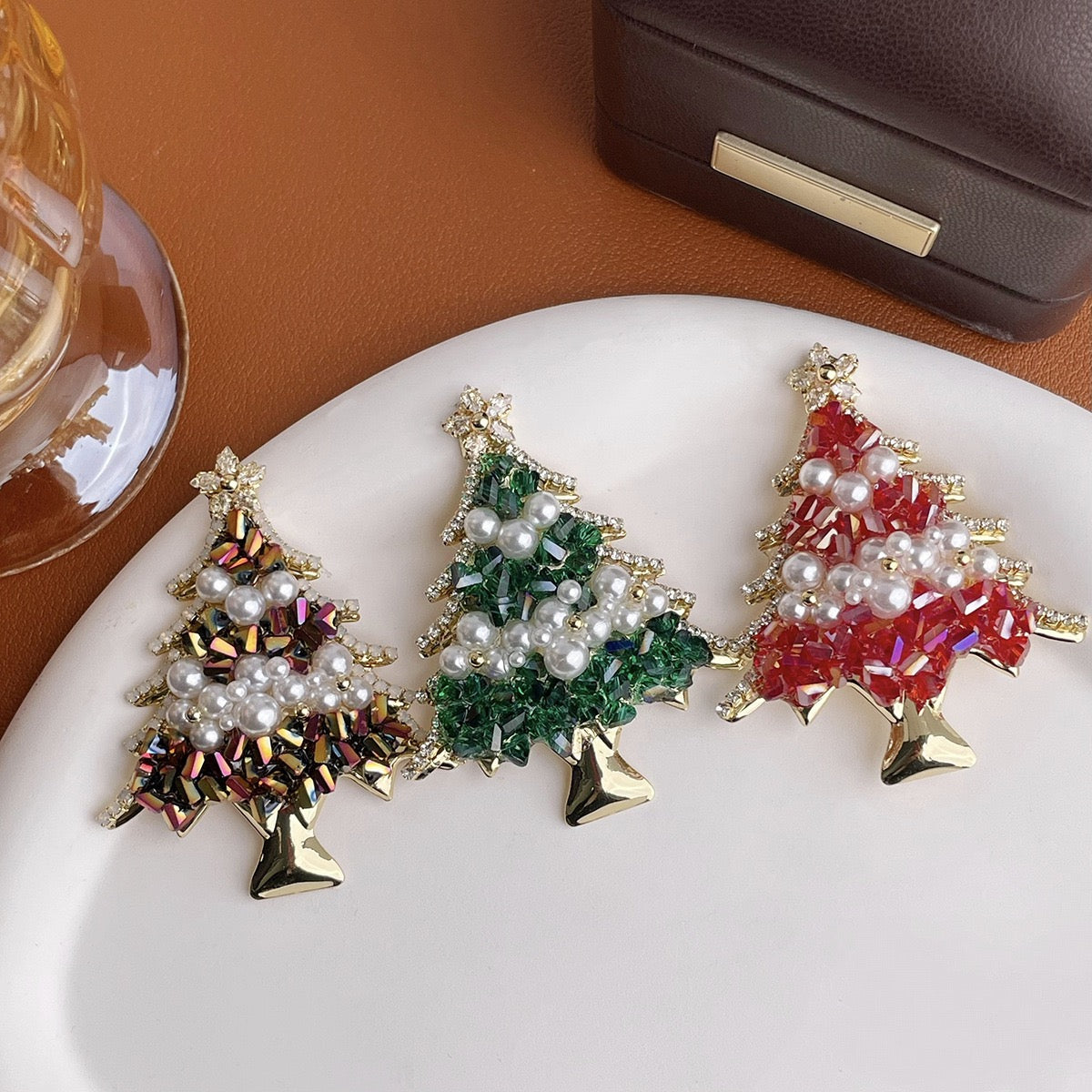 Handmade Christmas tree brooch