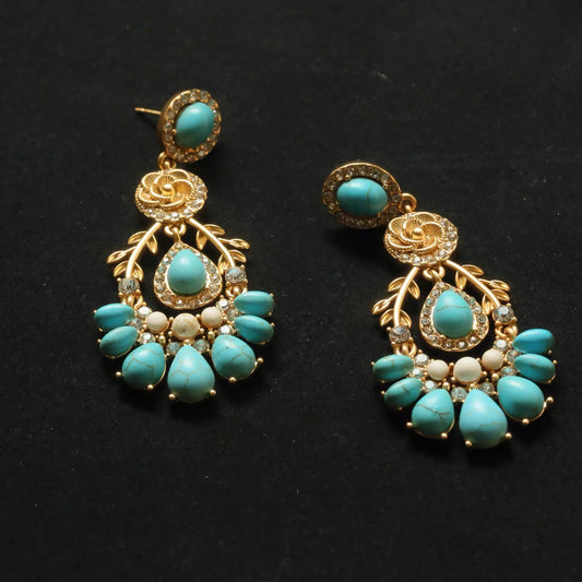 Medieval court-style tassel flower earrings with 925 silver needles