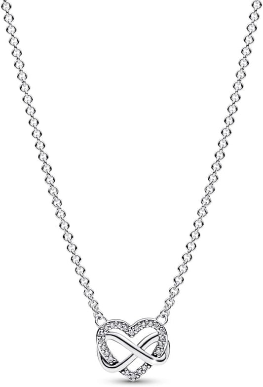 Pandora Sparkling Infinity Heart Collier Necklace - 3 Adjustable Lengths -