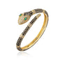 18K Gold-plated Colored Enamel Snakehead with Zircon Inlay Open Bangle+Rings One Set