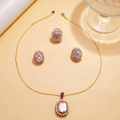 Natural Purple Baroque Style Pearl Necklace One Set