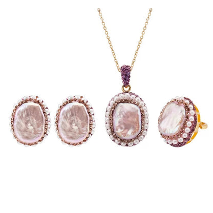 Natural Purple Baroque Style Pearl Necklace One Set