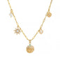 Evil Eye Pendant Heart Pearl Ocean Collarbone Gold Plated Necklace