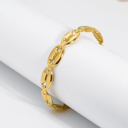 Gilded Coffee Bean Link Cuff Bangle