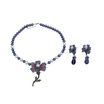 Carved Mother-of-Pearl & Rose Gold Floral Set