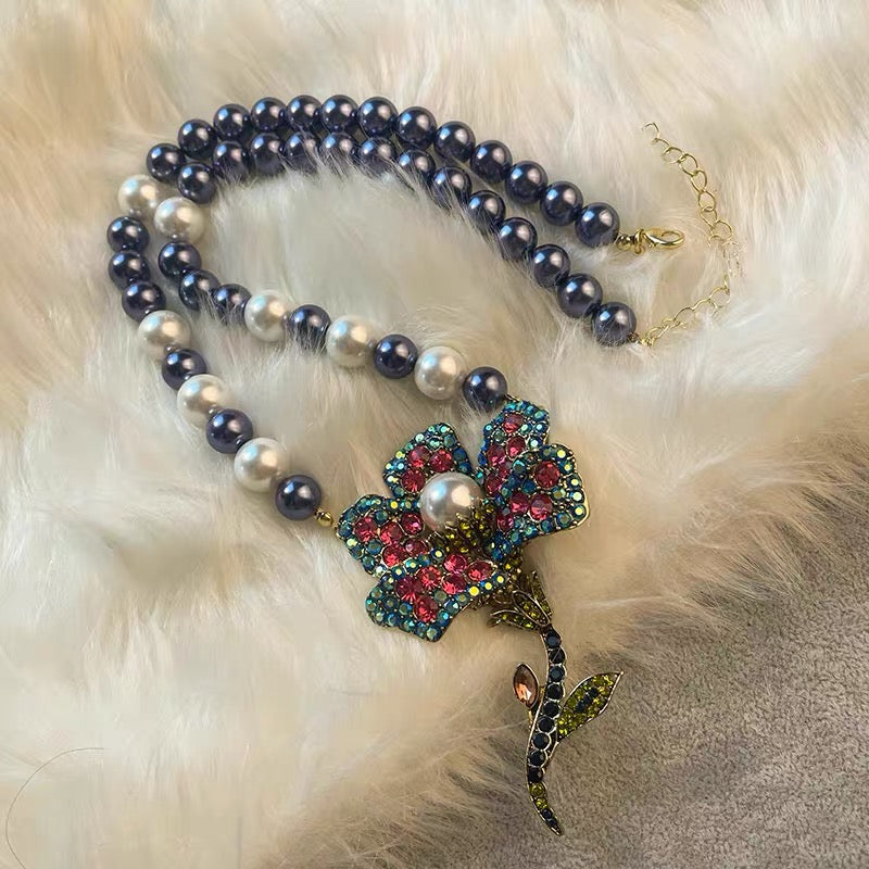 Carved Mother-of-Pearl & Rose Gold Floral Set