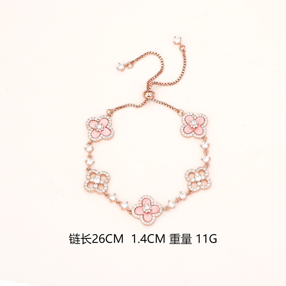 Four-leaf clover zircon fashion and luxury bracelet and earring new collections