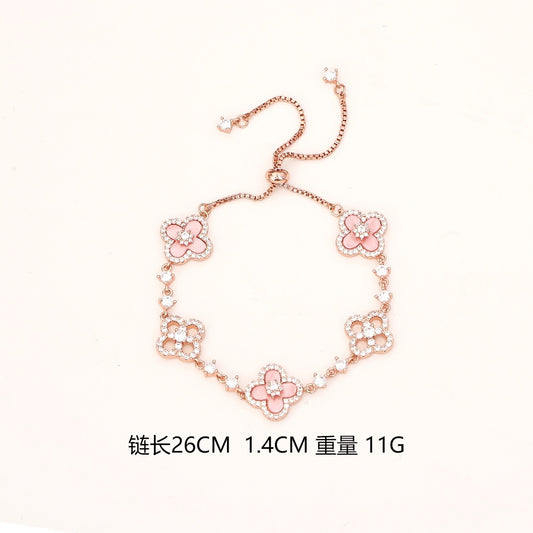 Four-leaf clover zircon fashion and luxury bracelet and earring new collections