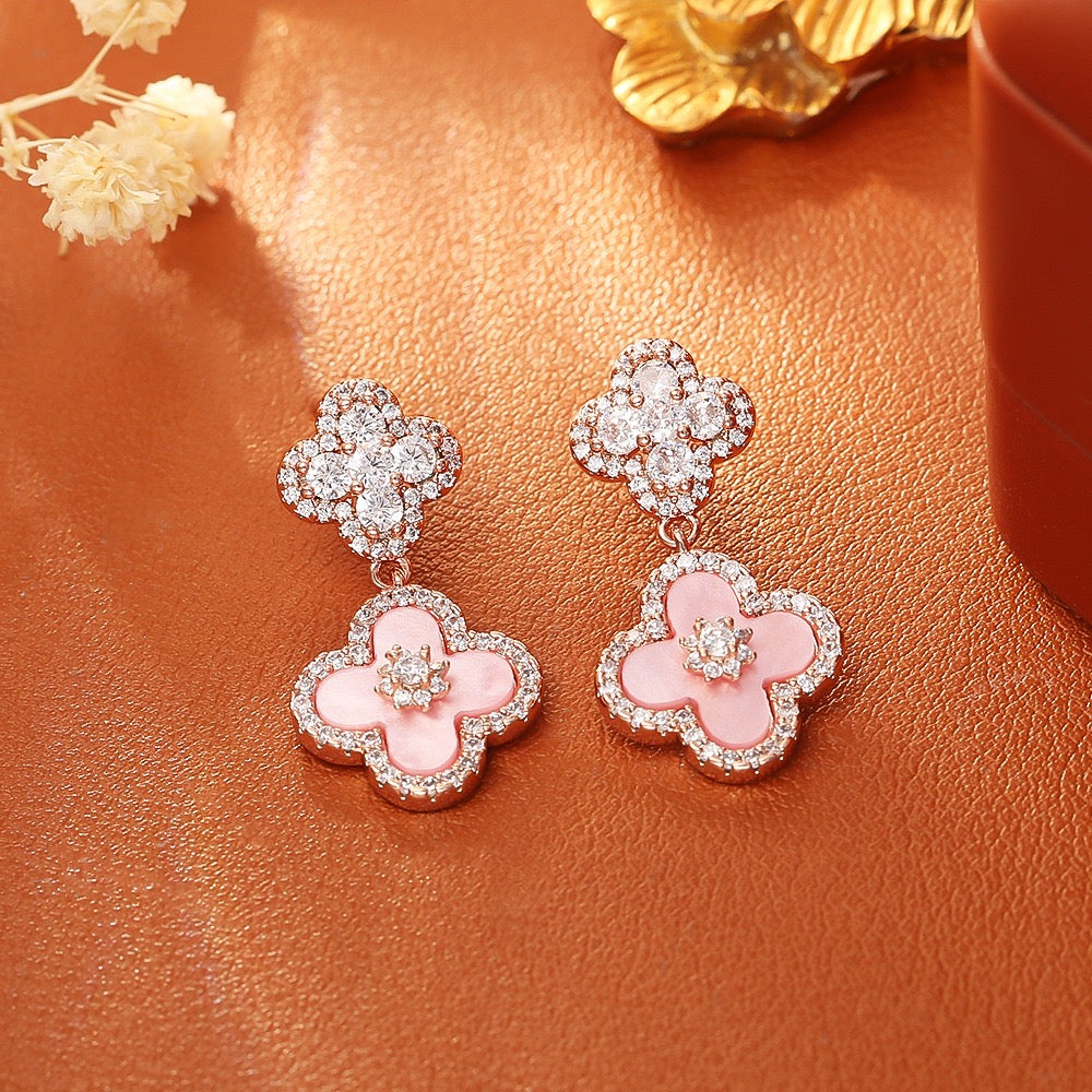 Four-leaf clover zircon fashion and luxury bracelet and earring new collections