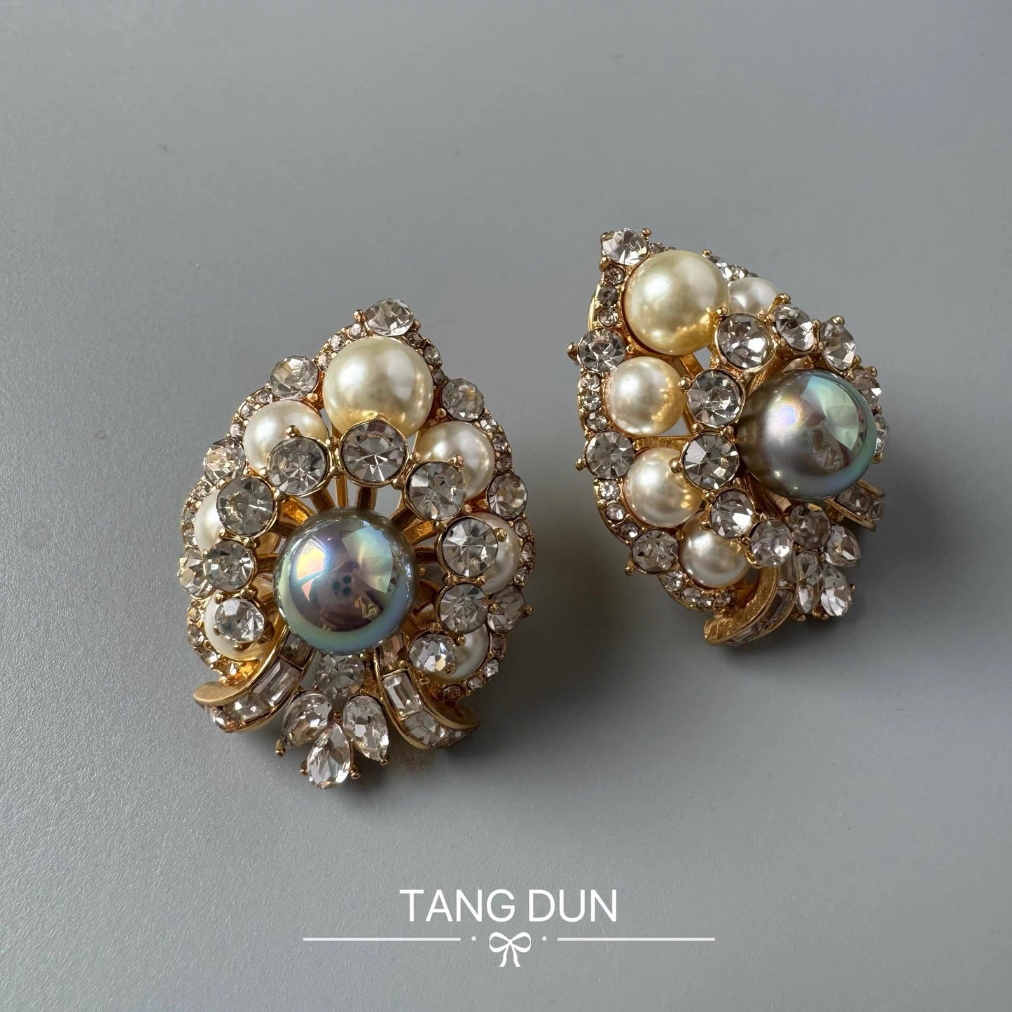 Vintage-Inspired Baroque Pearl & Crystal Cluster Earrings