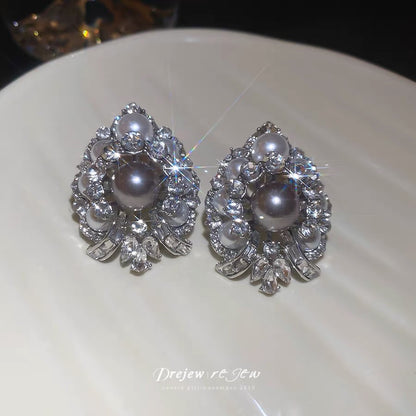 Vintage-Inspired Baroque Pearl & Crystal Cluster Earrings