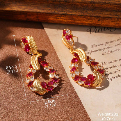 Vintage Rhinestone Feather Court Style Diamond Earrings