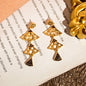 Vintage openwork gold fan-shaped fishtail earrings