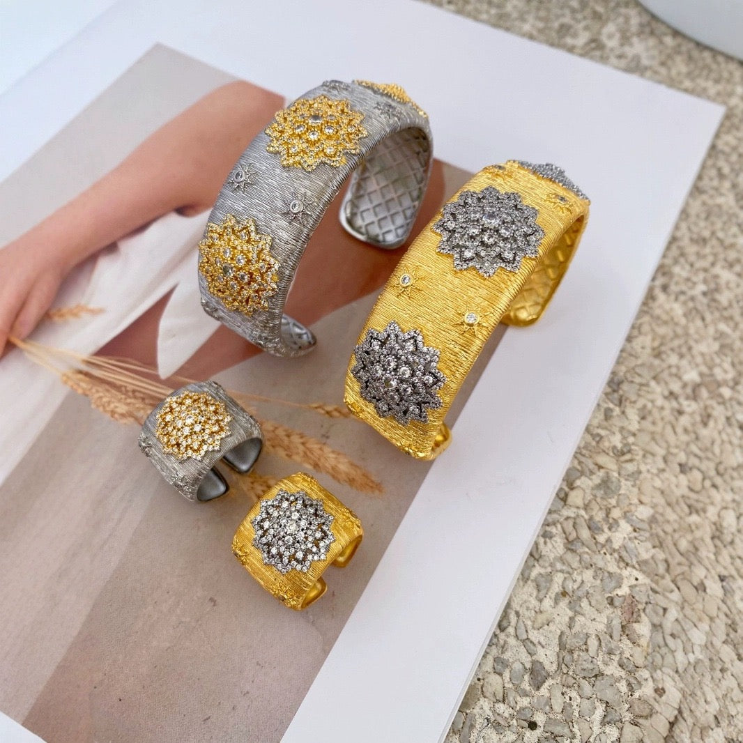 Vintage Italian Buccellati craft bracelet and ring set