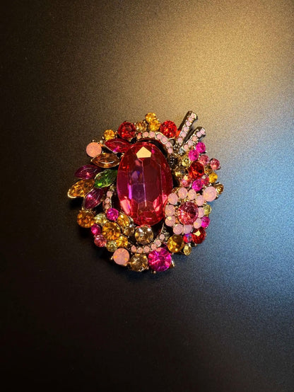 High-Drama Multicolored Gem Cluster Brooch