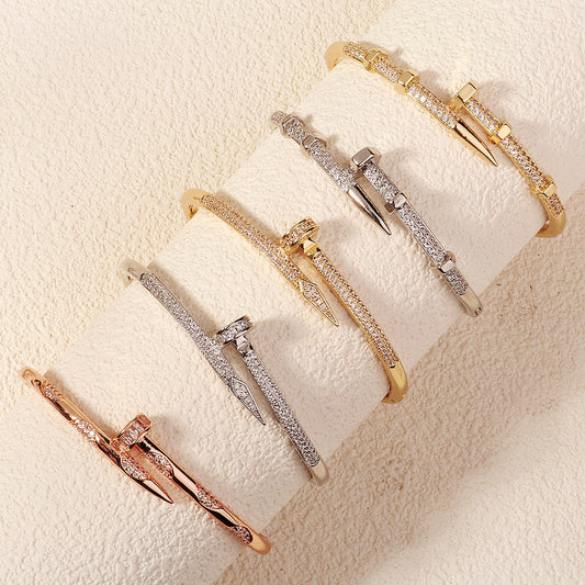 Pavé-set zirconia nail bracelet set