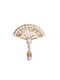 Chinese-style fan-shaped pearl tassel brooch