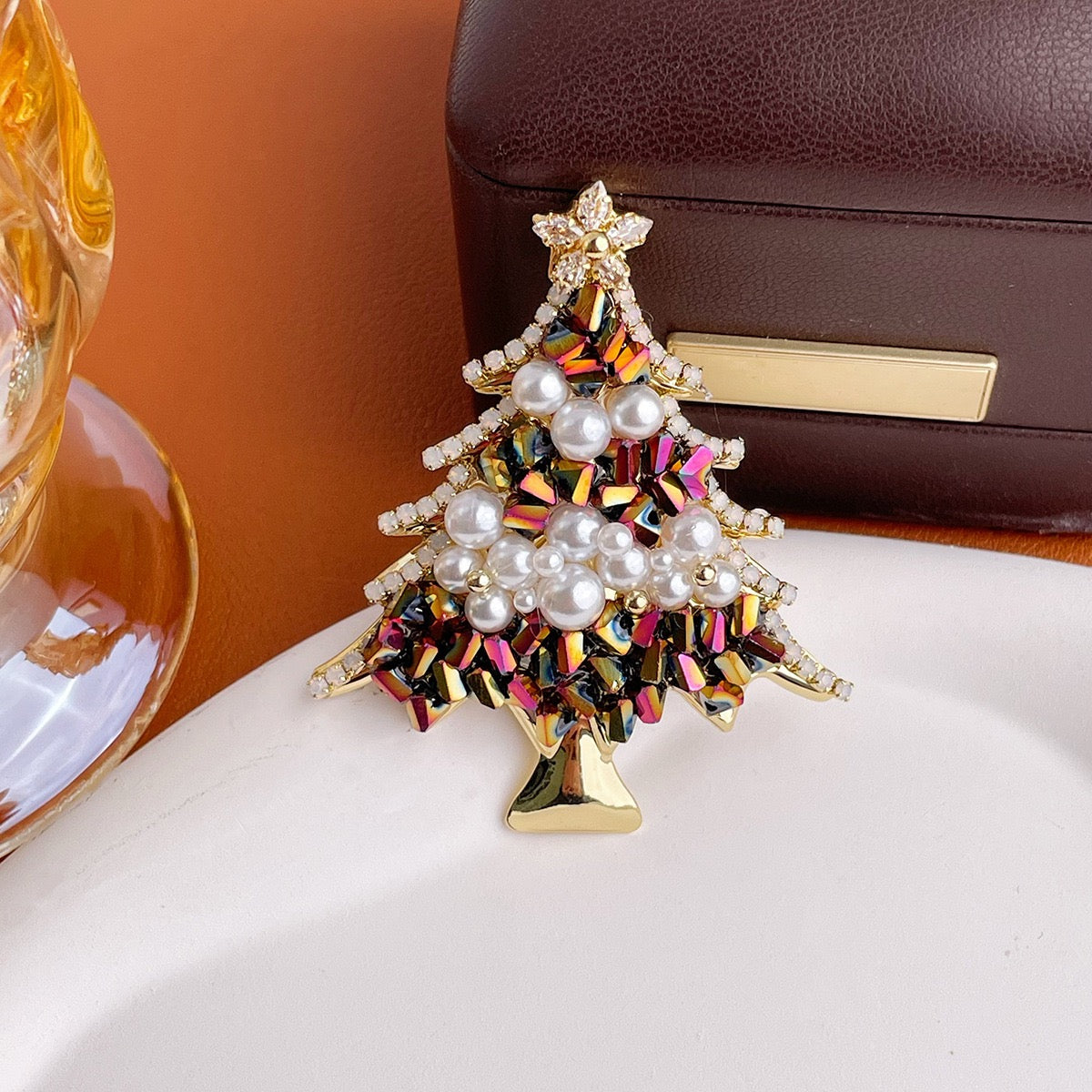 Handmade Christmas tree brooch