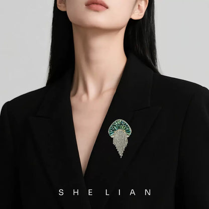 Handmade Tassel Jellyfish Crystal Full Diamond Brooch