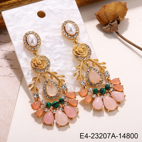 Medieval court-style tassel flower earrings with 925 silver needles