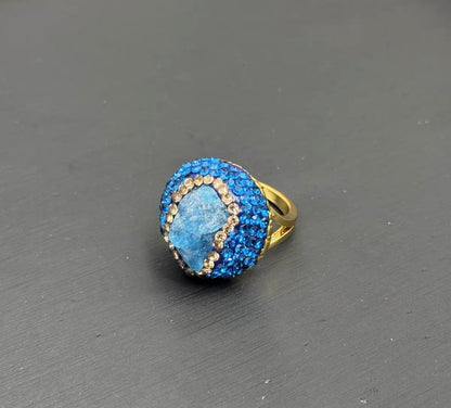 Blue Geode & Pave Crystal Set