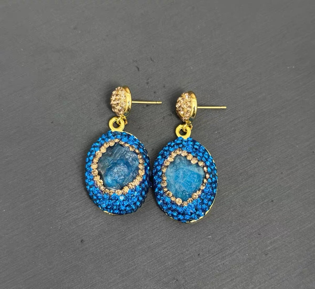 Blue Geode & Pave Crystal Set