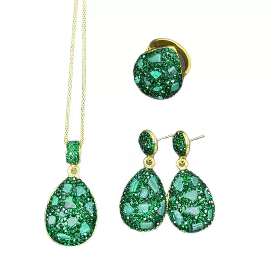 Teardrop malachite Necklace Set
