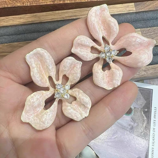 Vintage Luxury Enamel Iris Earrings