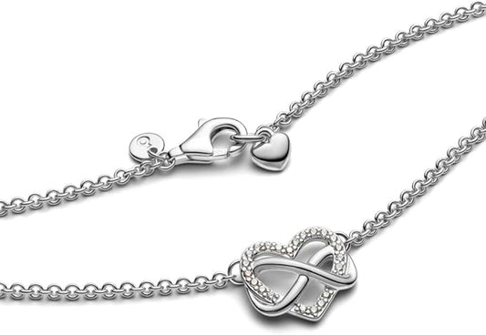 Pandora Sparkling Infinity Heart Collier Necklace - 3 Adjustable Lengths -