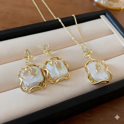 Mother-of-Pearl Rose Bud Jewelry Set