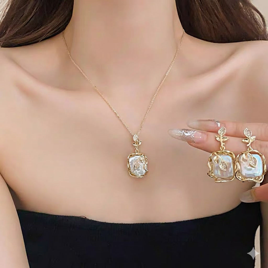 Mother-of-Pearl Rose Bud Jewelry Set